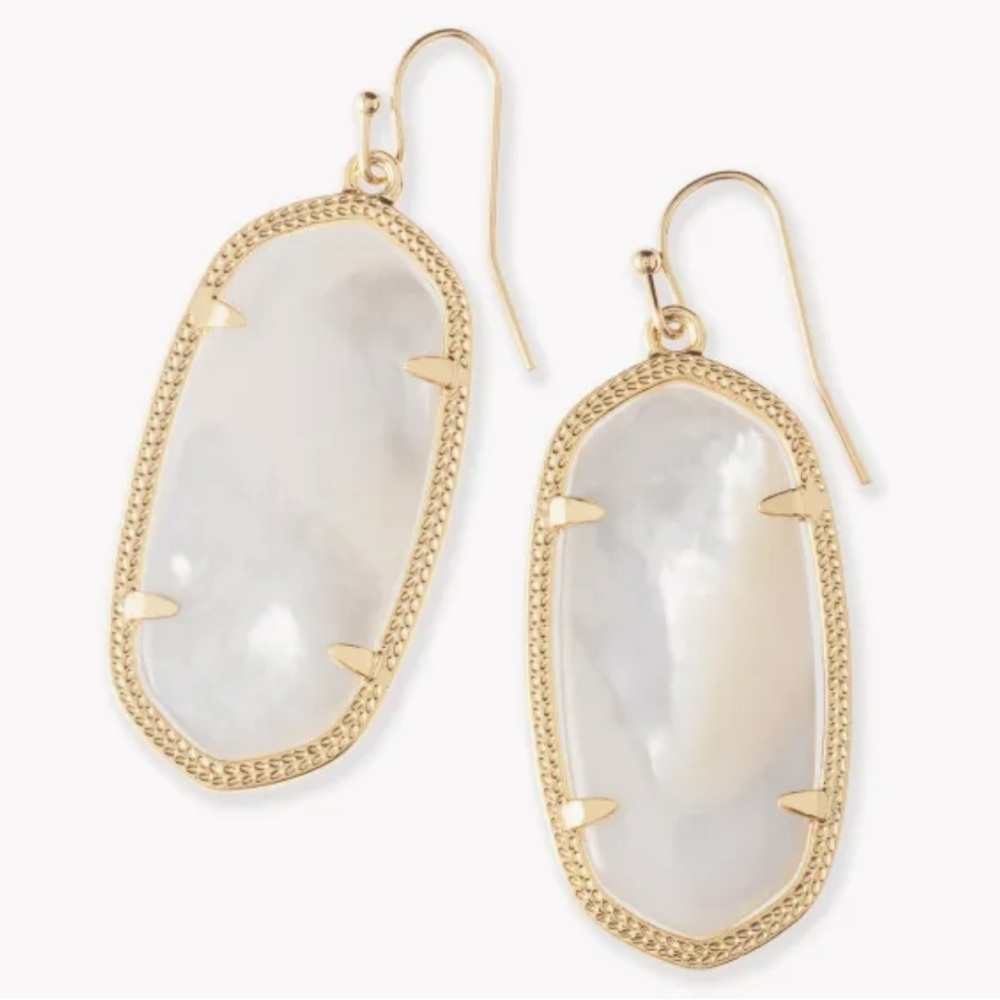 Kendra Scott Elle Gold Drop Earrings in Ivory Mother-of-Pearl